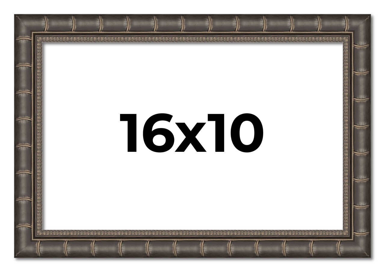 16x10 Modern Bamboo Picture Frame with UV-Resistant Acrylic & Acid Free Backing, Available in 5 Finishes - Gold, Silver, Brown, Black, and Natural